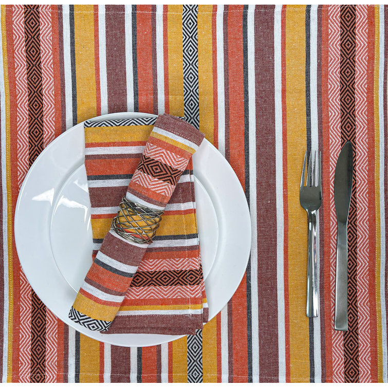 Woven Salsa Stripe Napkins Set of 6 (Set of 6) Highland Dunes Color: Harvest