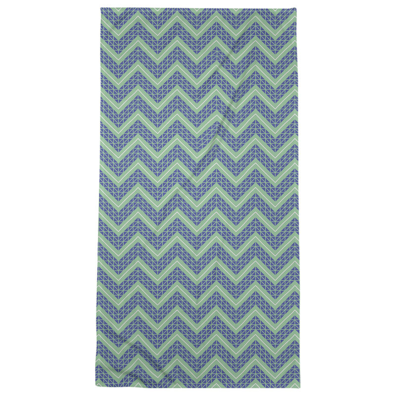 Stephenie Classic Hand Drawn Chevrons Beach Towel, Green/Violet
