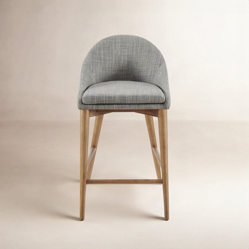 Tabouret de comptoir et de bar Prescott, Gris foncé, Tabouret de comptoir (siège d'une hauteur de 26,4, Noyer brun