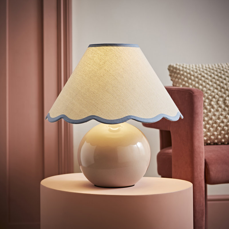 Berngard 37cm Lamp, Blue/White, Cream, No