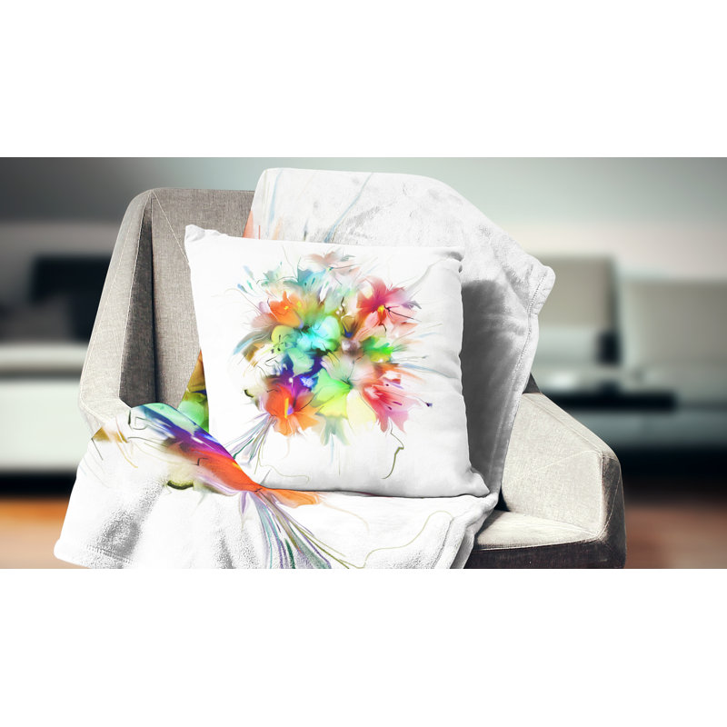 Fleurs d'été en différentes couleurs - coussin à imprimé floral, 18 po x 18 po, Coussin décoratif