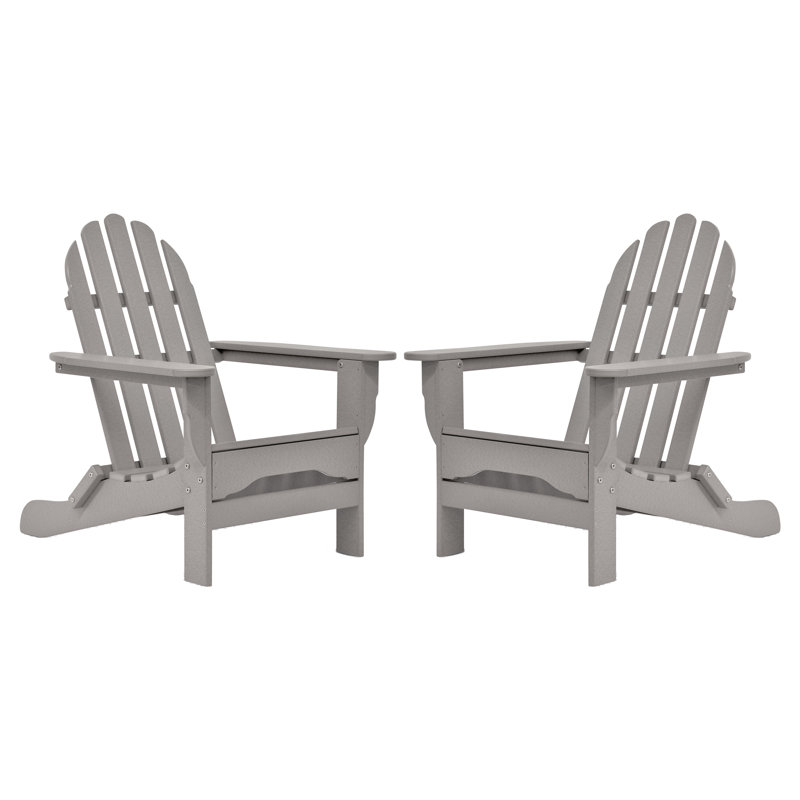 Hartington Poly Lumber Outdoor Adirondack Chair, Light Gray