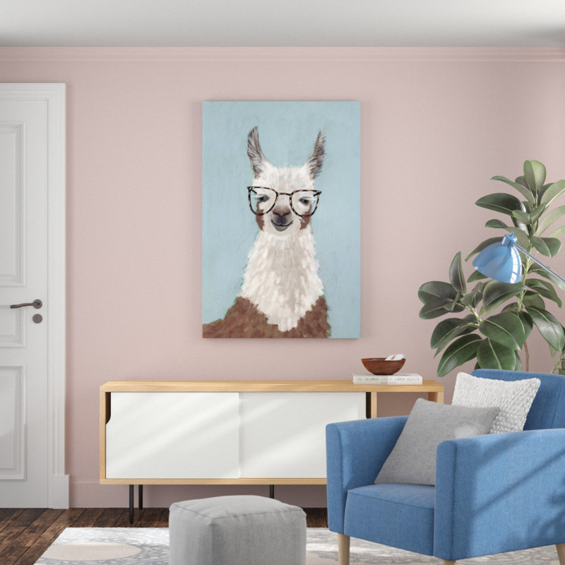 «Llama Specs I», peinture sur toile, H 48 po x l 32 po x P 1,25 po, Toile tendue