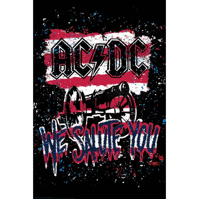  Officiellement sous licence «We Salute You» AC / DC Stephen Fishwick, affiche d'art 24 x 36 po - reproduction décorative - papier affiche - prête à encadrer