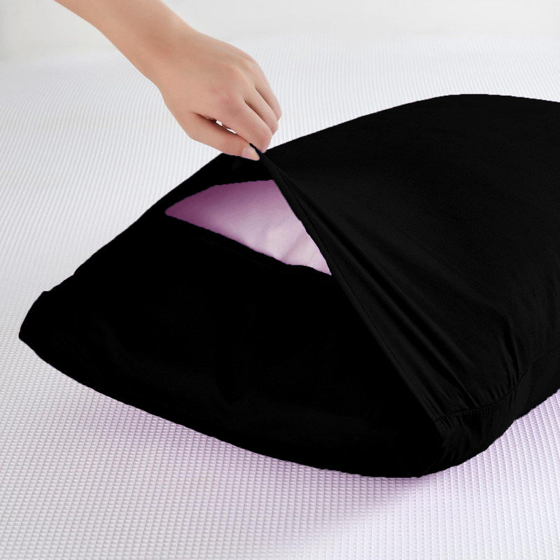 Easy Care Brushed Microfiber Pillow Case Microfiber Polyester Pillowcase With Envelope Closure By Lotechicw, Black