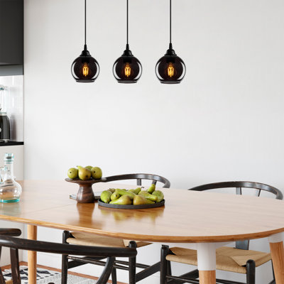 Perao 3 - Light Kitchen Island Dome Pendant with Glass Accents