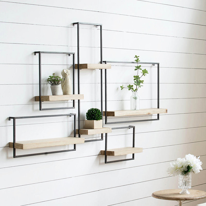 Tablette décorative en bois de style industriel 15,7 x 5,9 x 17,7, élément Modern Flair Decor, élément distinctif