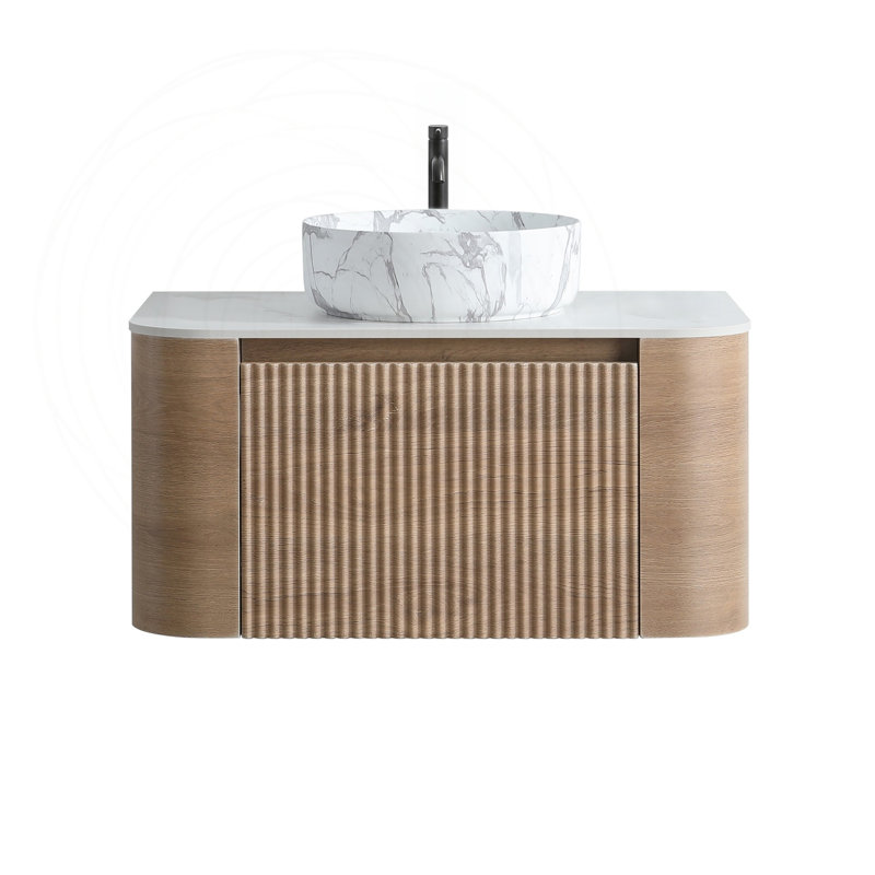 Meuble-lavabo de 30 po avec lavabo en céramique blanc Carrara et porte-serviettes, Honey Oak, 30" W