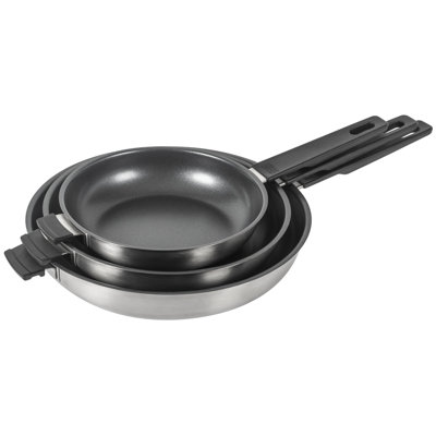 Kuhn Rikon Smart & Compact Stainless Steel Non-Stick Induction Frying Pan, Set of 3 - 20, 24 and 28cm