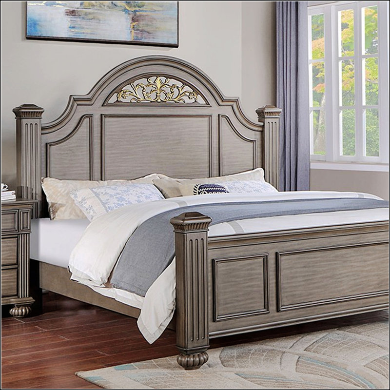 California King Size Panel Bed, California King, Gray