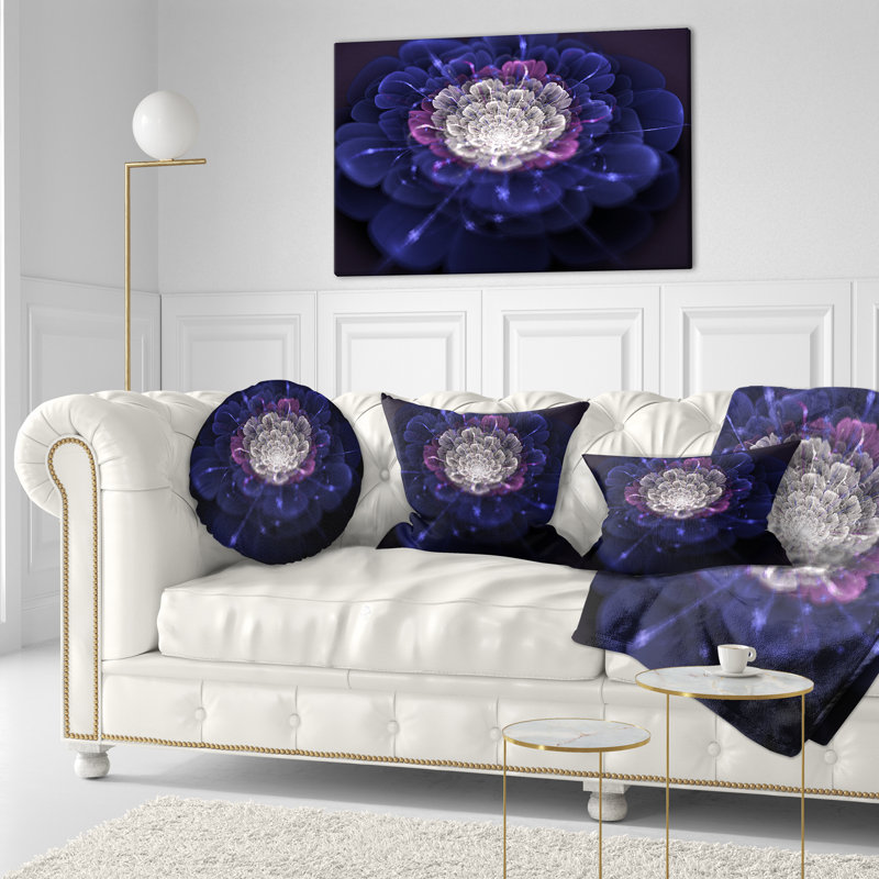 Coussin lombaire floral fractal, Bleu