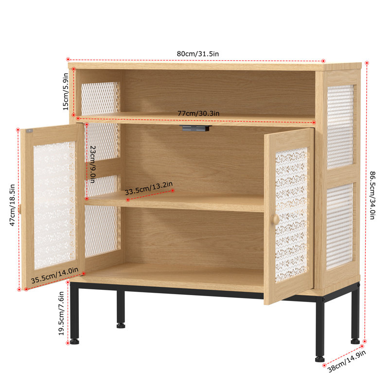Buffet de 31,5 po de largeur Jaxzon, blanc / brun