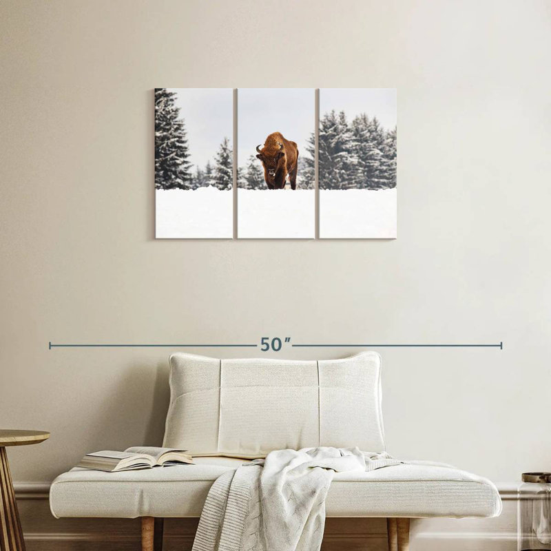 Brampt Bison At Winter Fields, 20" H x 33" W