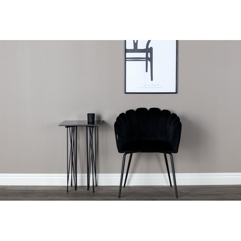 48cm H Tufted Velvet Upholstered Side Chair, Black