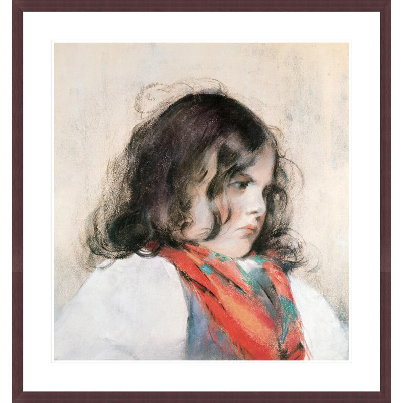 Head of a Child (pastel on paper) by Mary Cassatt -Framed Giclee Print, H 35,58 po x l 33,5 po