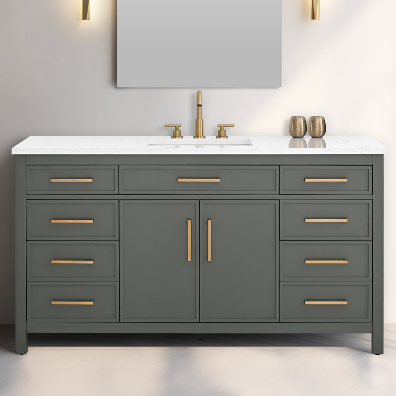 Wenniah 60" Single Vanity, Vintage Green/Brushed Bronze