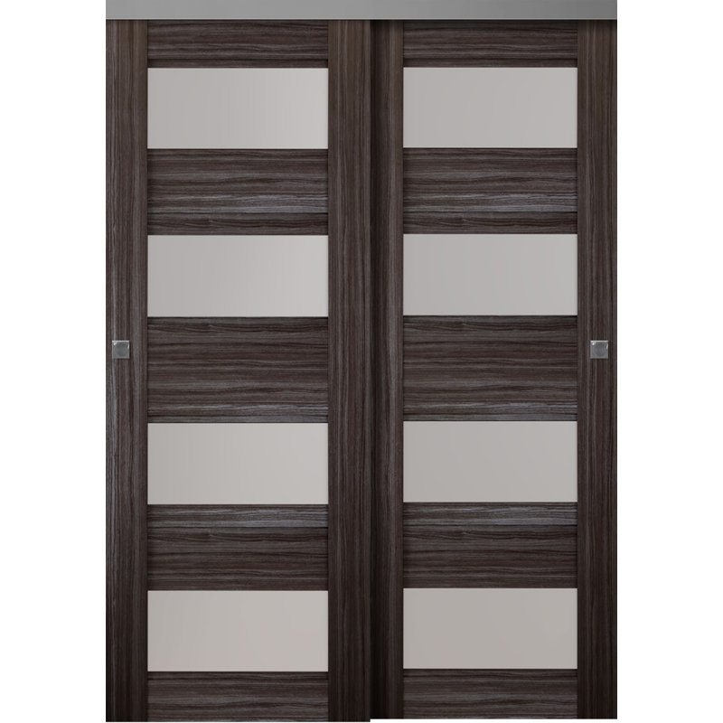 Porte de placard coulissante préfinie à panneaux, 35,50 po x 79,38 po, Chêne
