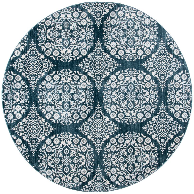 Delmer Performance Geometric Rug, Round 6'7"