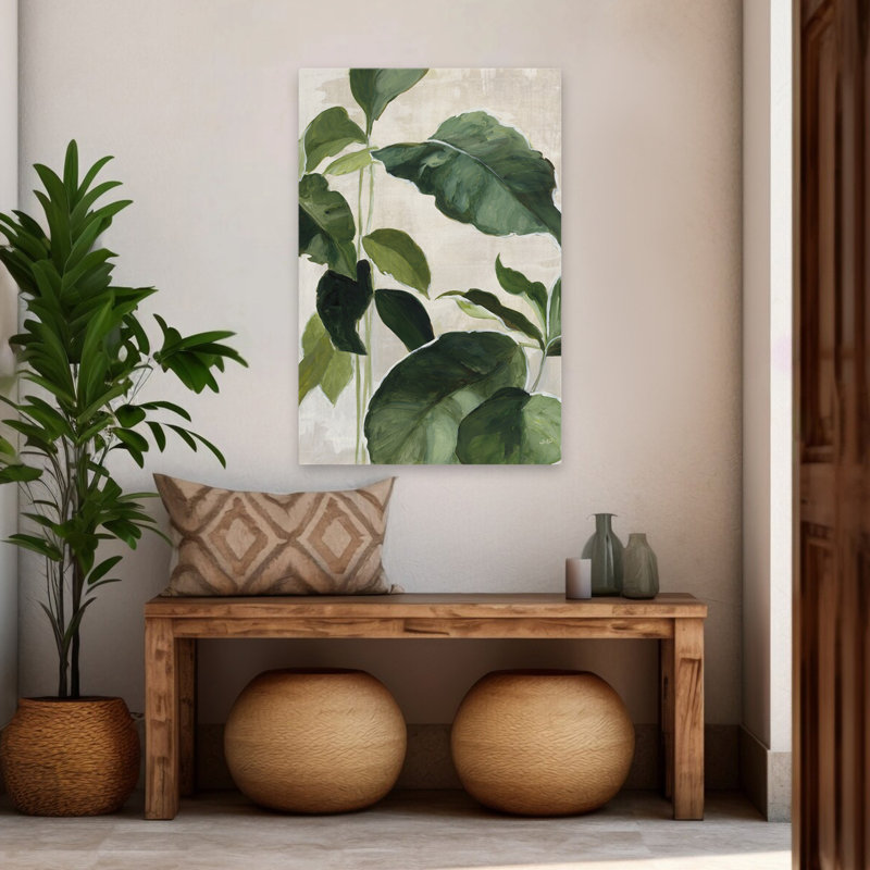 Botanique et crème, étude tropicale II, art, H 48 po x l 32 po