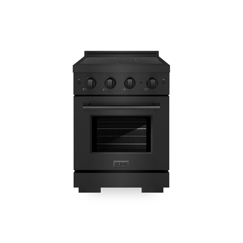 ZLINE 24 in. Black Stainless Paramount Induction Range with 3 Element Cooktop and Electric Oven, Black Stainless Steel