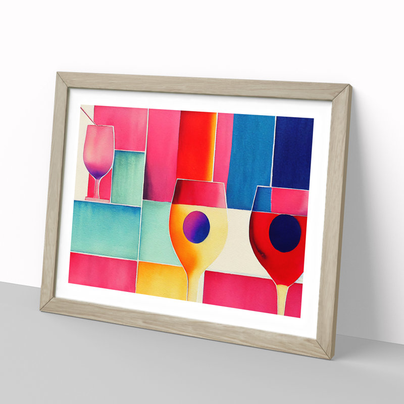Watercolour Cocktail Painting Vol.2 Abstract - Single Picture Frame Print, 25cm H x 34cm W x 2cm D, Oak Framed