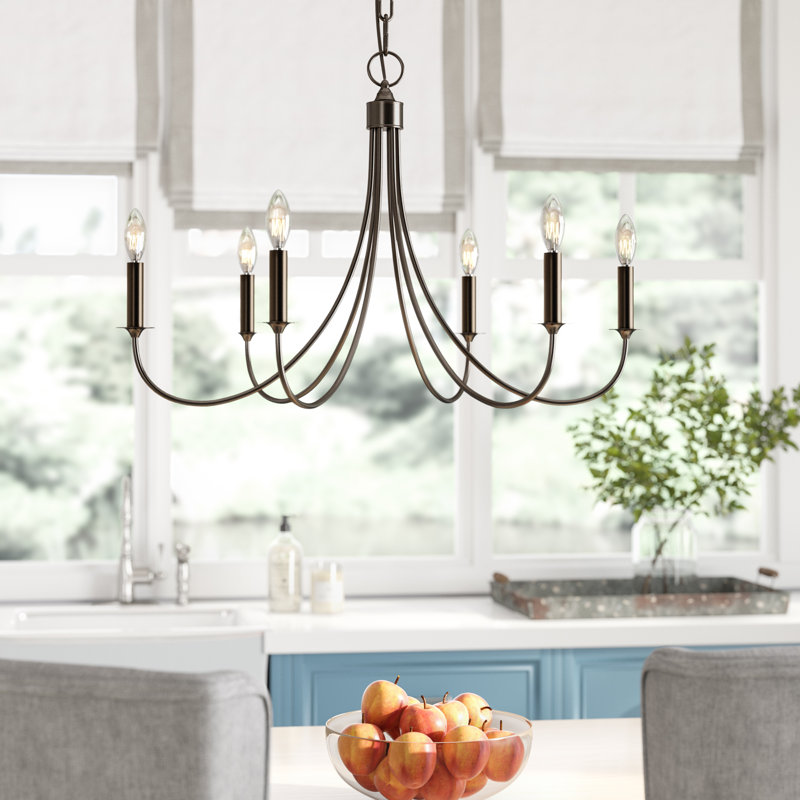 Cammy 6 - Light Dimmable Classic / Traditional Chandelier, Polished Silver