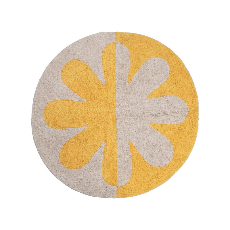 Tapis en coton 2 tons avec fleur Creative Co-Op