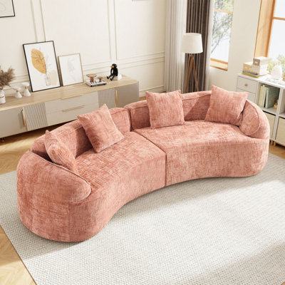 109.45" Curved Boneless Sectional Sofa, No Assembly For Multiple Scenarios