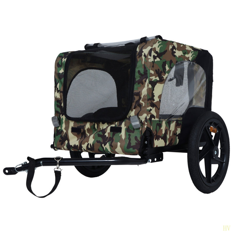Chariot pour chien avec bicyclette, adapté aux petits et moyens animaux, cadre de chariot pliant facile, roue à dégagement rapide, plancher antidérapant, laisse intérieure