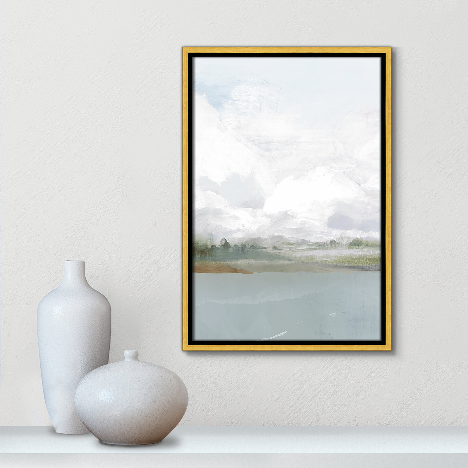 All Shore Painting, 19.5" H x 13.5" W, Gold