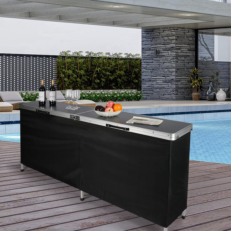 Table de bar d'extérieur Dejoode, 32.7" H x 81.5" W x 15" D