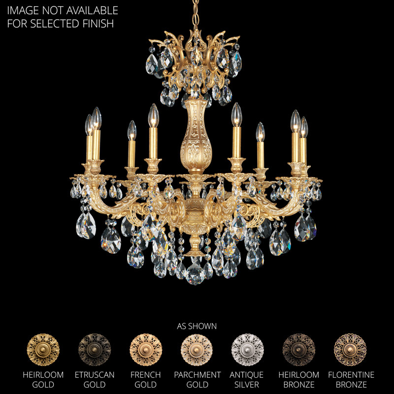 Milano 9 Light 30in x 31in Chandelier in Heirloom Gold with Clear Radiance Crystals, Chinese (K9), Florentine Bronze