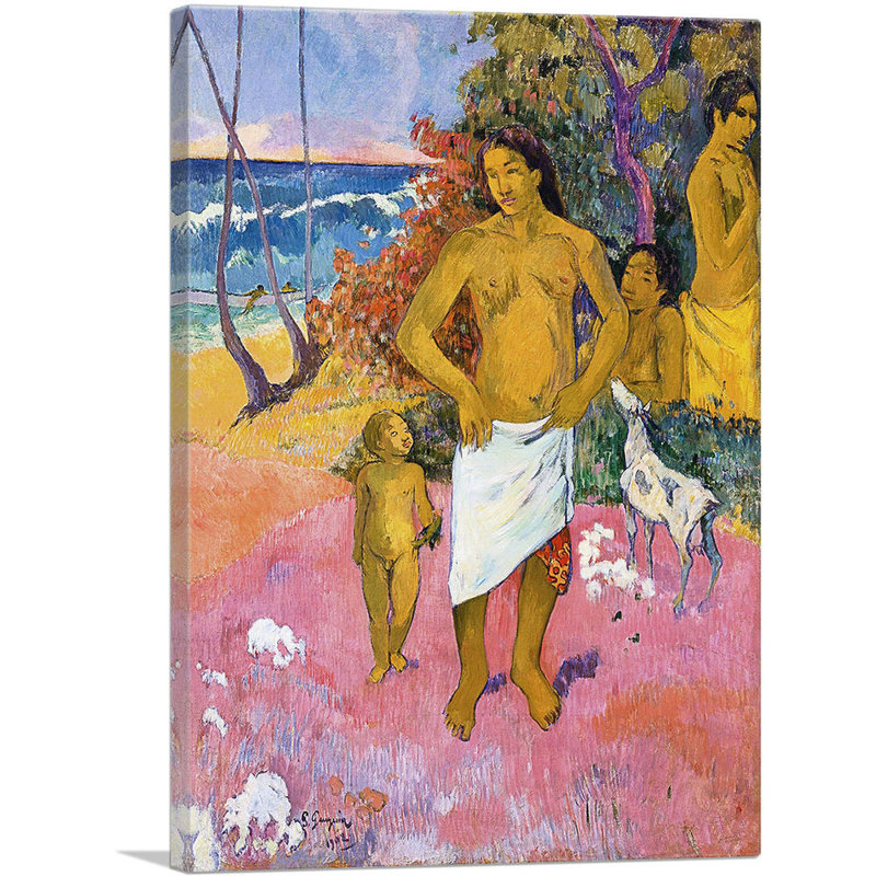 A Walk By The Sea 1902 par Paul Gauguin - peinture sur toile tendue, H 26 po x l 18 po x P 0,75 po