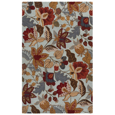 Emrick Hand Hooked Wool Floral Rug