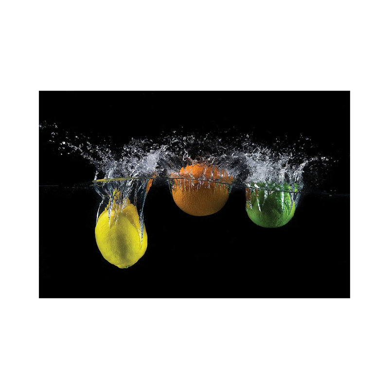 Triple Citrus Splash by Mogyorosi Stefan - Wrapped Canvas Print, 66.04 cm H x 45.72 cm W x 3.175 cm D