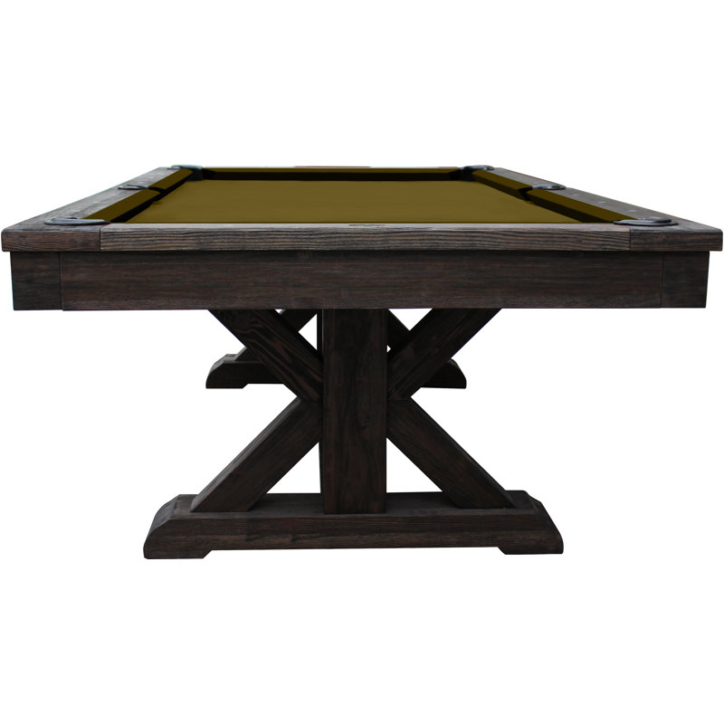 Brazos River Weathered 8' Slate Pool Table with Professional Installation Included, Olive, Weathered Black
