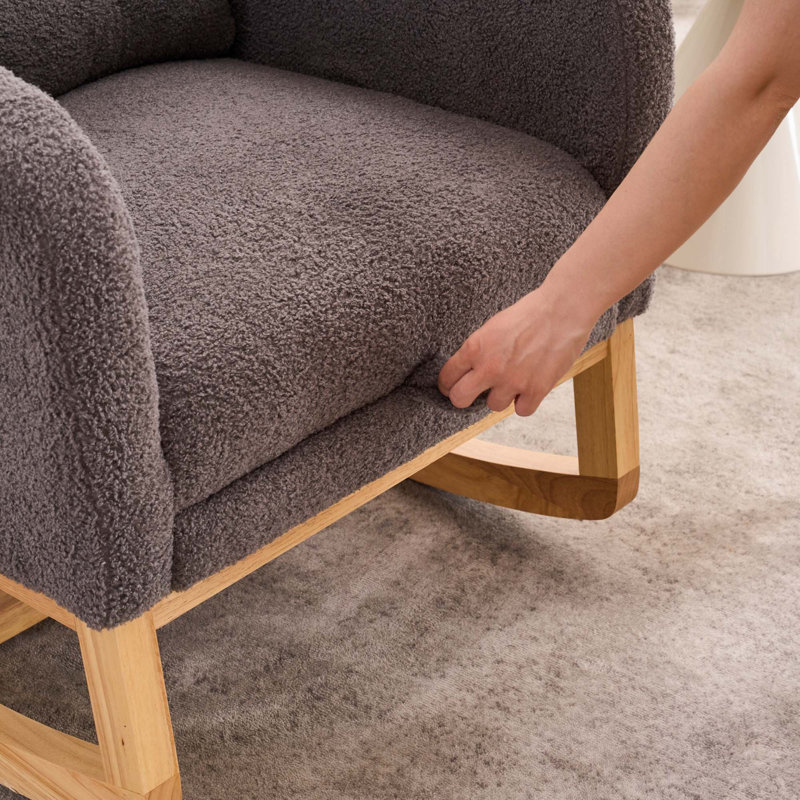 Chaise berçante d'appoint à haut dossier avec repose-pieds pour chambre à coucher ou espace de vie, Gris foncé