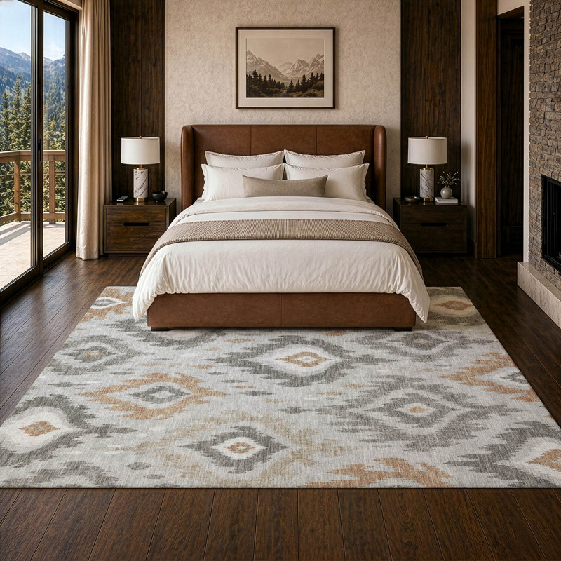 Tapis Chantille ACN3073 Ikat lavable à la machine pour intérieur/extérieur, Grey, 9' x 12'