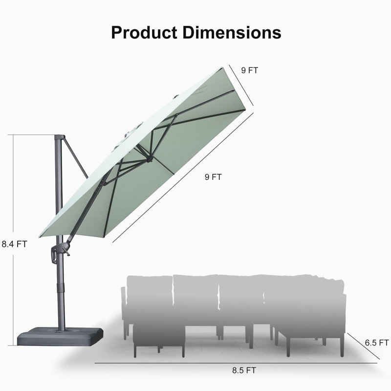 274cm Cantilever Parasol, Green