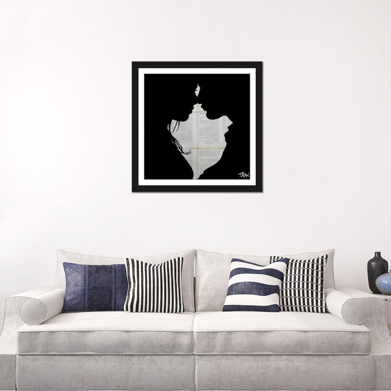« true », impression sur toile, Papier d'art encadré noir, Blanc, H 24 po x l 24 po x P 1 po