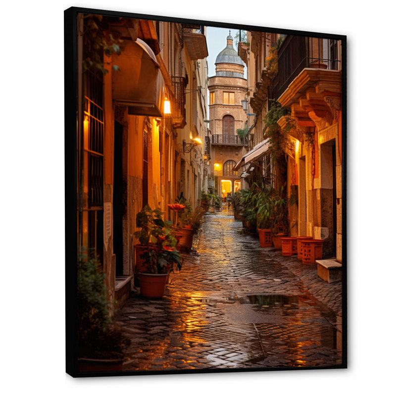 «Maighdiln Italy Eternary City Whispers», art mural pour le salon en Italie, H 32 po x l 24 po x P 1 po, Cadre flottant noir