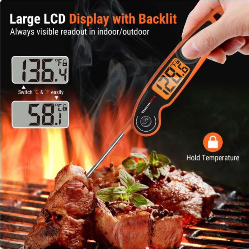 ThermoPro Orange Waterproof Digital Meat and Candy Thermometer