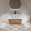 Meuble-lavabo mural avec lavabo de comptoir en résine, tablette et portes à fermeture en douceur-1975877747