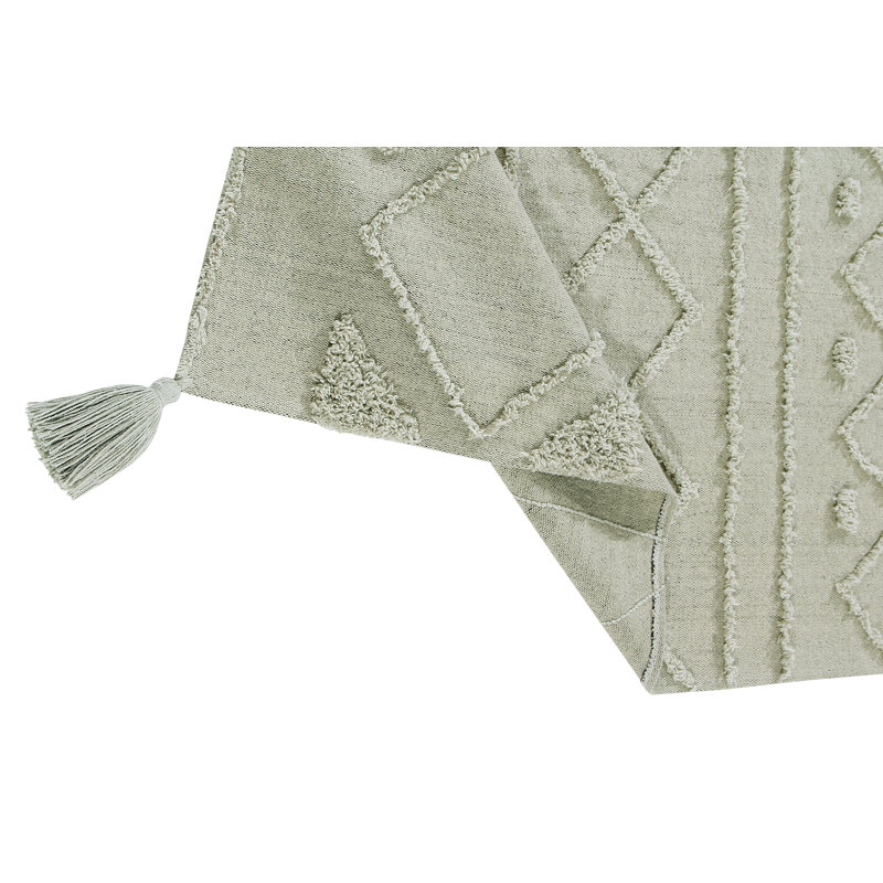 Tribu Cotton Southwestern Area Rug in Olive, Rectangle 5'7" x 8'