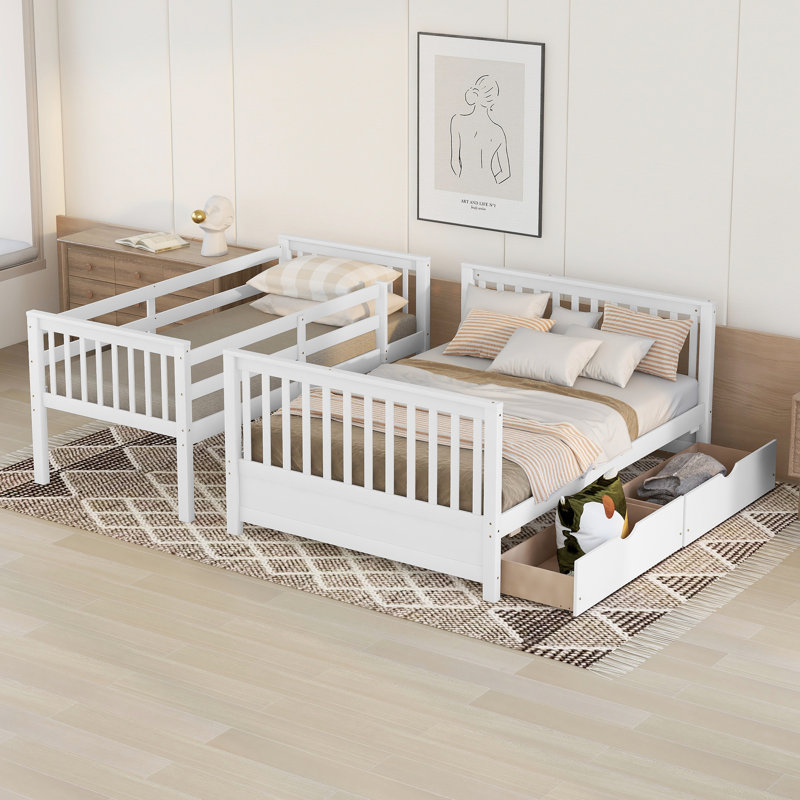 Reston Twin-Over-Full Convertible Bunk Bed with 2 Drawers by Sand & Stable, White