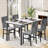 Modern Style 5 Pieces Dining Table Set For 4, Faux Marble Dining Room Table Set With Velvet Upholstered Dining Chairs, MDF Table Top And Metal Frame Dinette Set For Small Space-1994465417