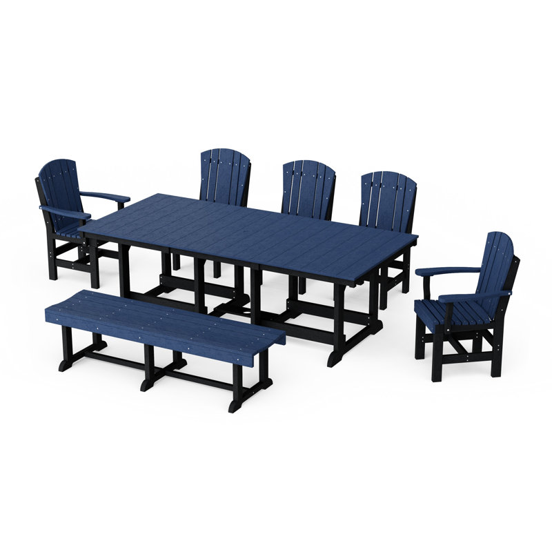 Heritage 7-Piece Rectangular Dining Set With Bench, Black