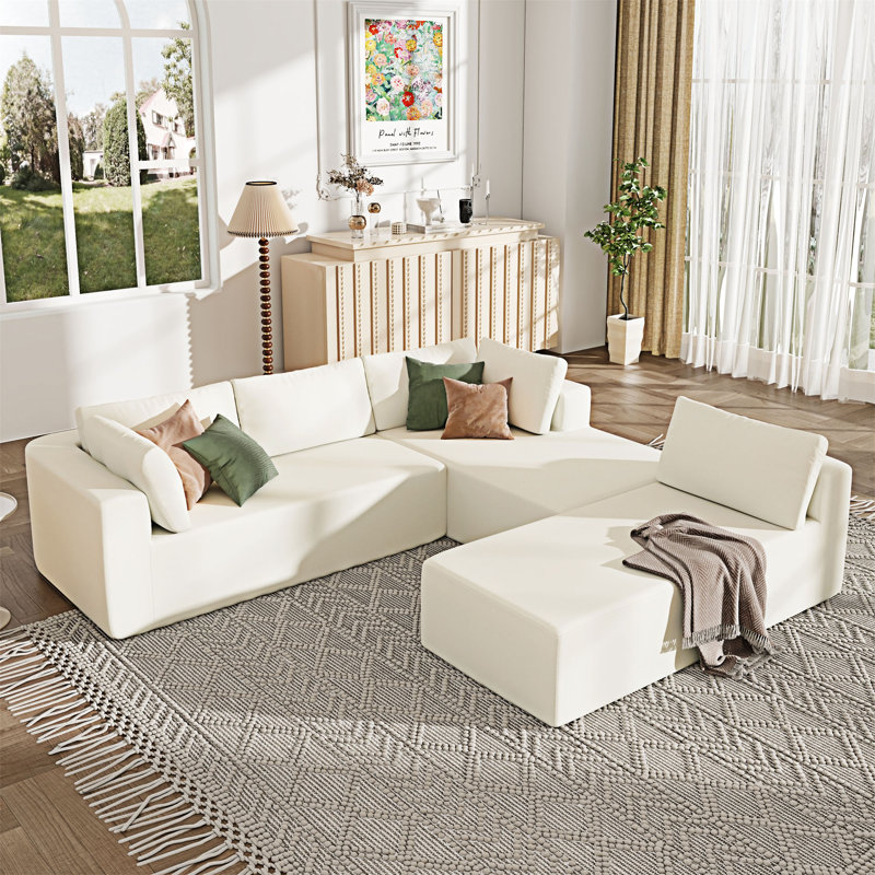 Modern Large Modular Sectional Sofa, Beige