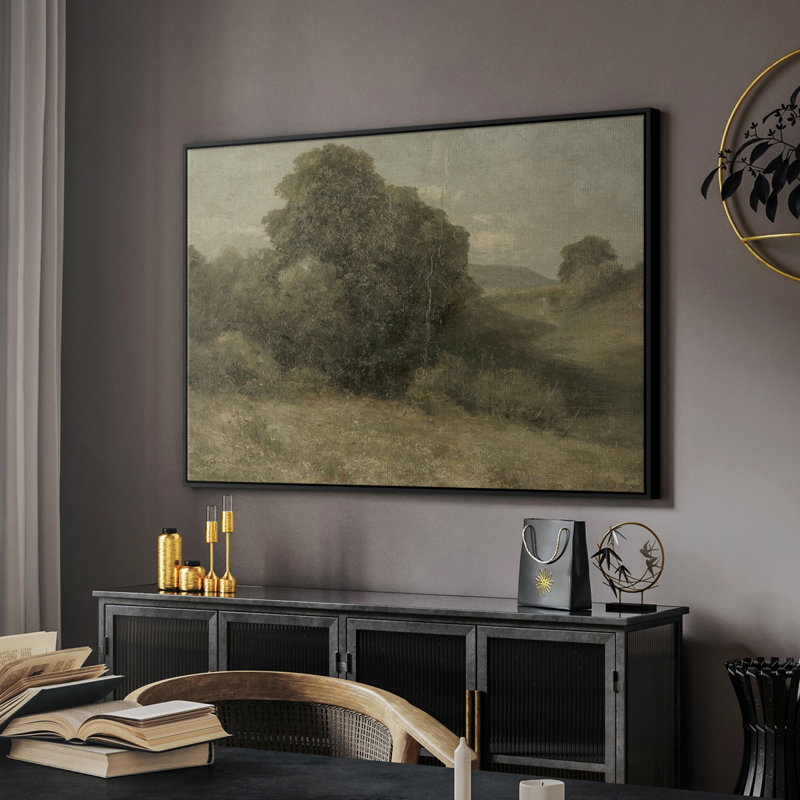 Paysage rétro - DCCCL XXXIV, Toile avec cadre flottant noir, H 25 po x l 37 po x P 2 po