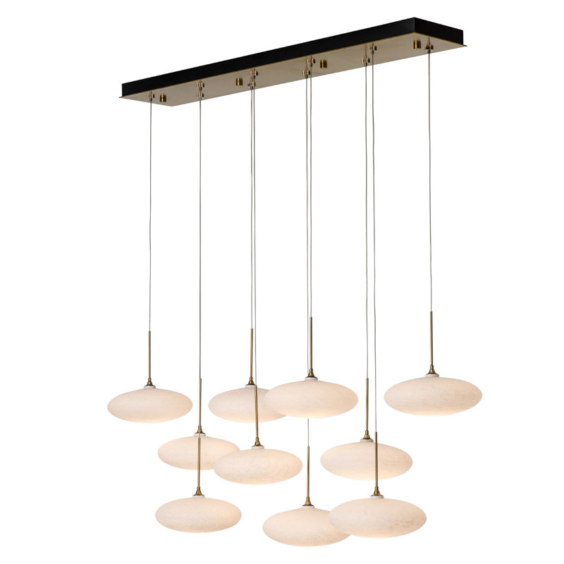 Clouds 10-Light Pendant - Black - Standard Overall Height, Modern Brass, 75"